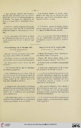 Vorstands-Sitzung vom 27. November 1902 / Séance du Comité du 27 novembre 1902
