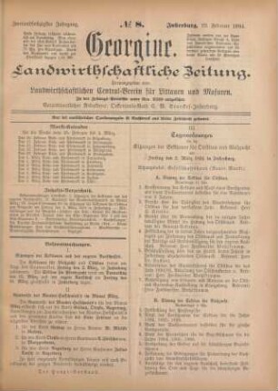 Zweiundsechzigster Jahrgang. No. 8. Insterburg, 22. Februar 1894.