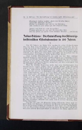 Die Entwicklung des schleswig=hoslteinischen Eisenbahnnetzes in 100 Jahren.