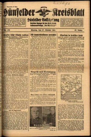 Ausgabe vom Montag, den 27. Oktober 1941.