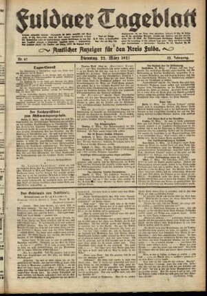 Ausgabe vom Dienstag, den 22. März 1921.