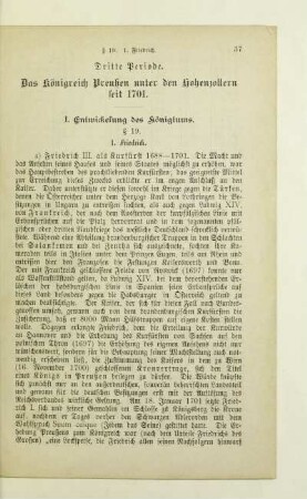 Dritte Periode. Das Königreich Preußen unter den Hohenzollern seit 1701