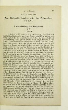 Dritte Periode. Das Königreich Preußen unter den Hohenzollern seit 1701
