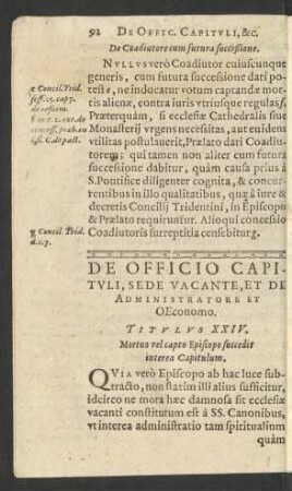 De Officio Capituli, Sede Vacante ...Titulus XXIV.