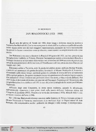 35.1991: In memoriam Jan Białostocki : (1921 - 1988)