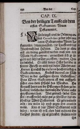 Cap. IX. Von der heiligen Tauffe als dem ersten Sakramente Neuen Testamentes.