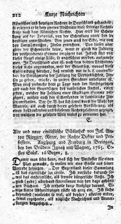 Alte und neue civilistische Bibliothek.