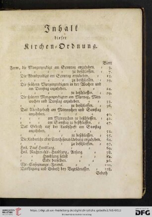 Inhalt dieser Kirchen-Ordnung