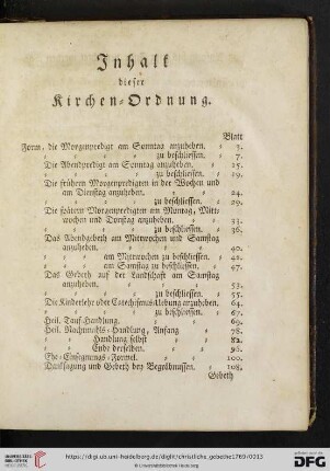 Inhalt dieser Kirchen-Ordnung