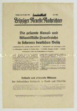 Sonderblatt der "Leipziger Neuesten Nachrichten" zur Besetzung der französischen Küsten