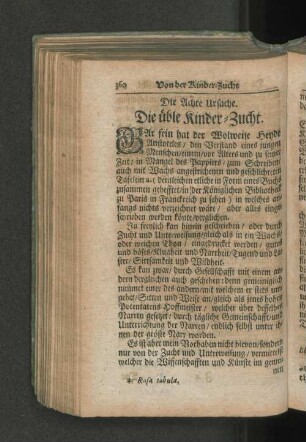 Die Achte Ursache. Die üble Kinder-Zucht.