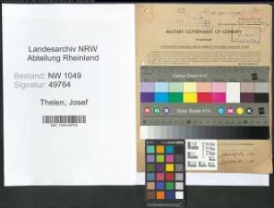 Entnazifizierung Josef Thelen , geb. 03.01.1909 (Hauptwachtmeister)