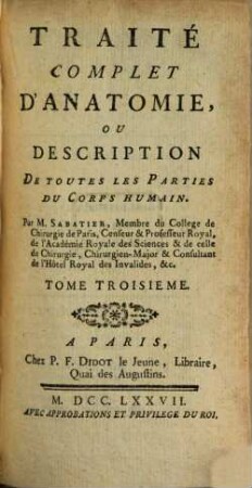 Traité complet d'anatomie. 3. (1777)