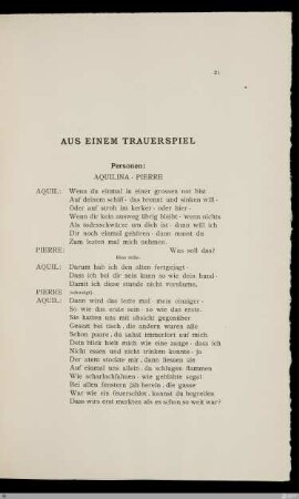 Aus einem Trauerspiel / Hugo von Hofmannsthal