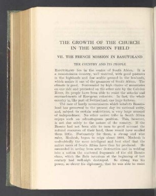 The growth of the church in the mission field. VII. The french mission in Basutoland