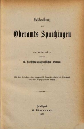 Beschreibung des Oberamts Spaichingen