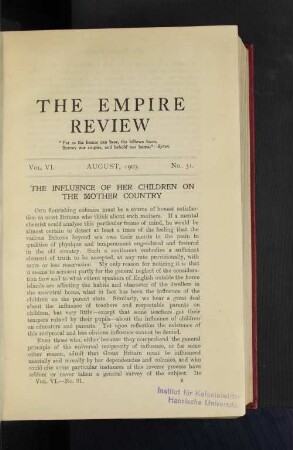 Vol. VI. August, 1903. No. 31.
