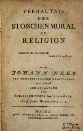 Verhältnis Der Stoischen Moral Zu Religion
