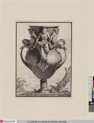 [Vase mit Satyrfiguren an den Henkeln]