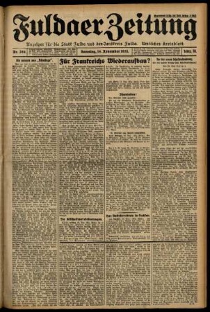 Erste Ausgabe vom Samstag, den 14. November 1931.