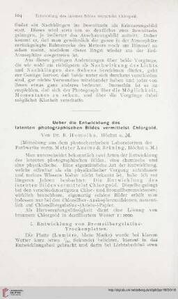 17: Ueber die Entwicklung des latenten photographischen Bildes vermittelst Chlorgold