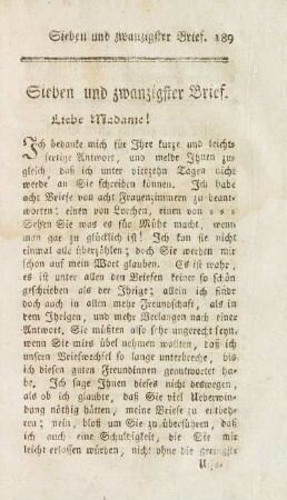 Sieben und zwanzigster Brief.