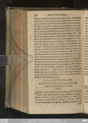 Epist. LXXXI. Bruxellam. Francisco Kinschotio, Equiti, Supremo Belgicae Thesaurario.