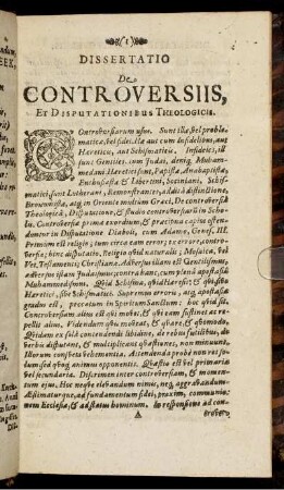 Dissertatio De Controversiis, [...]
