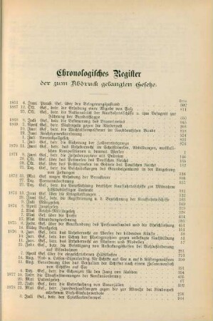 Chronologisches Register der zum Abdruck gelangten Gesetze