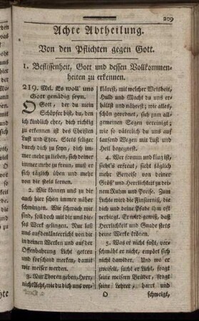Achte Abtheilung. Von den Pflichten gegen Gott.