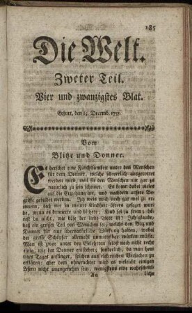 Vier und zwanzigstes Blat. Erfurt, den 15. Decemb. 1753.