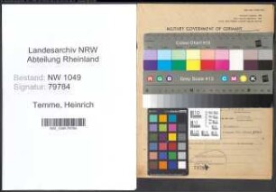 Entnazifizierung Heinrich Temme , geb. 05.04.1901 (Lehrer)