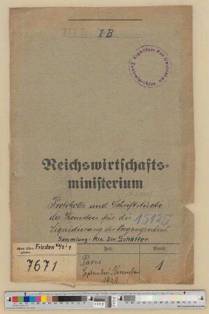 Protokolle und Schriftstücke des Komitee für die Liquidierung der Vergangenheit.- Sammlung Ministerialdirektor Schäffer