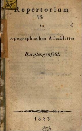 Repertorium des topographischen Atlasblattes Burglengenfeld
