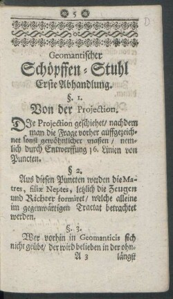 Geomantischer Schöpffen-Stuhl. Erste Abhandlung