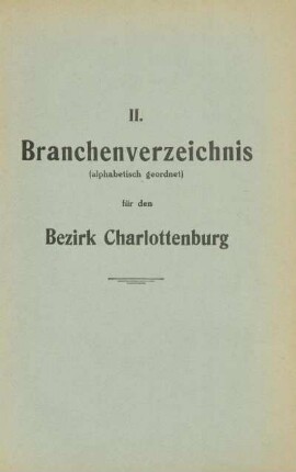 II. Branchenverzeichnis