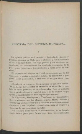 Reforma del sistema Municipal