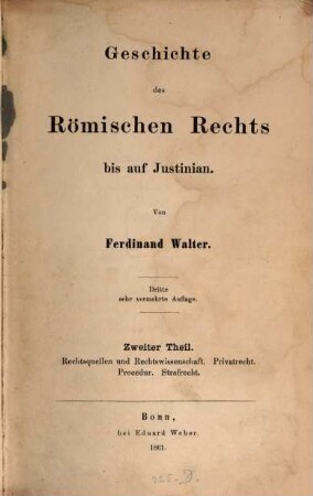 Geschichte des Römischen Rechts bis auf Justinian, 2