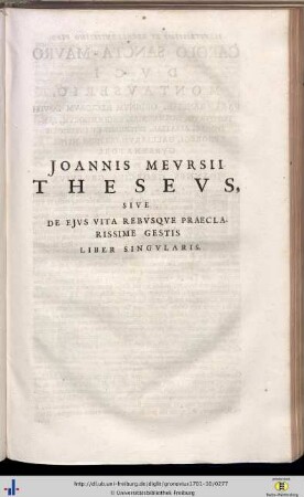 Joannes Meursius: Theseus, sive de ejus vita, rebusque praeclarissime gestis.