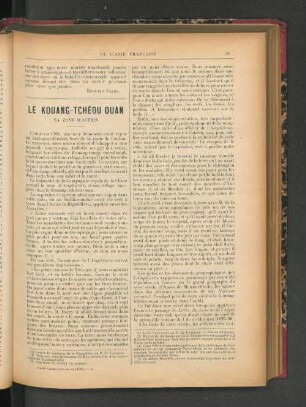 Le Kouang-Tchéou Ouan. Sa Zone d'Action.