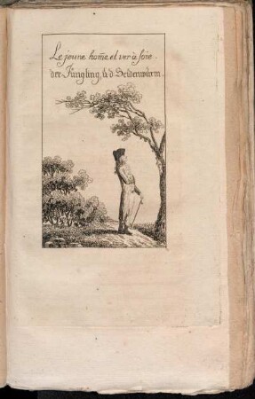 Le jeune homme, et ver à soie. = der Jüngling u. d. Seidenwurm.