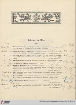 Arbeiten in Glas (Nr. 472 - 486)
