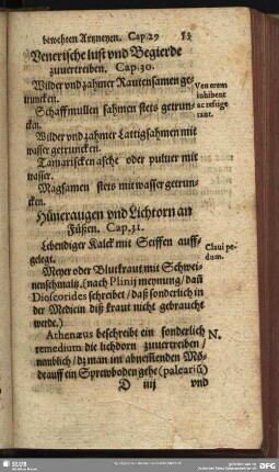 Venerische lust und Begierde zuvertreiben. Cap. 30.