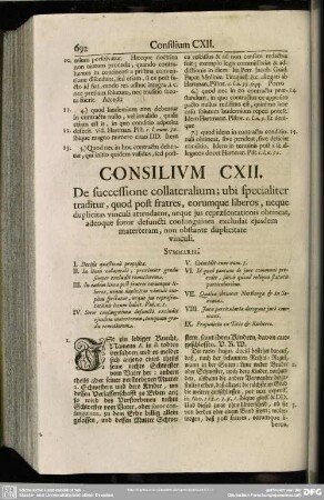 Consilium CXII. De successione collateralium; [...]