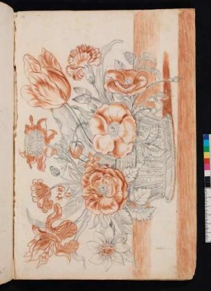 Blumenkorb, nach Maria Sibylla Merian, Blumenbuch, Faszikel III, Taf. 2