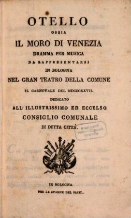 Otello ossia Il moro di Venezia : Dramma per musica