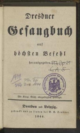 Dresdner Gesangbuch auf höchsten Befehl herausgegeben