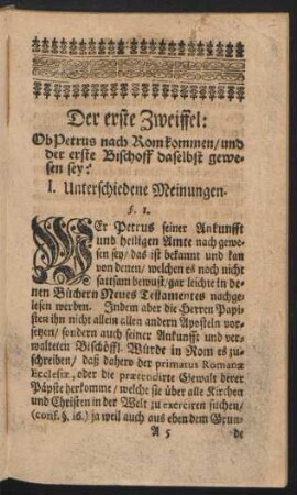 Der erste Zweiffel: