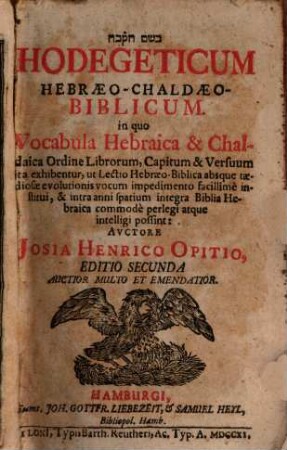 Hodogeticum Hebraeo-Chaldaeo-Biblicum