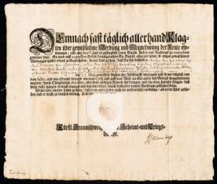 Gedruckte Verordnung der braunschweig-lüneburgischen Regierung betreffend Anzeige von gewaltsamer Werbung durch fremde Armeen in den Lüneburgischen Landen